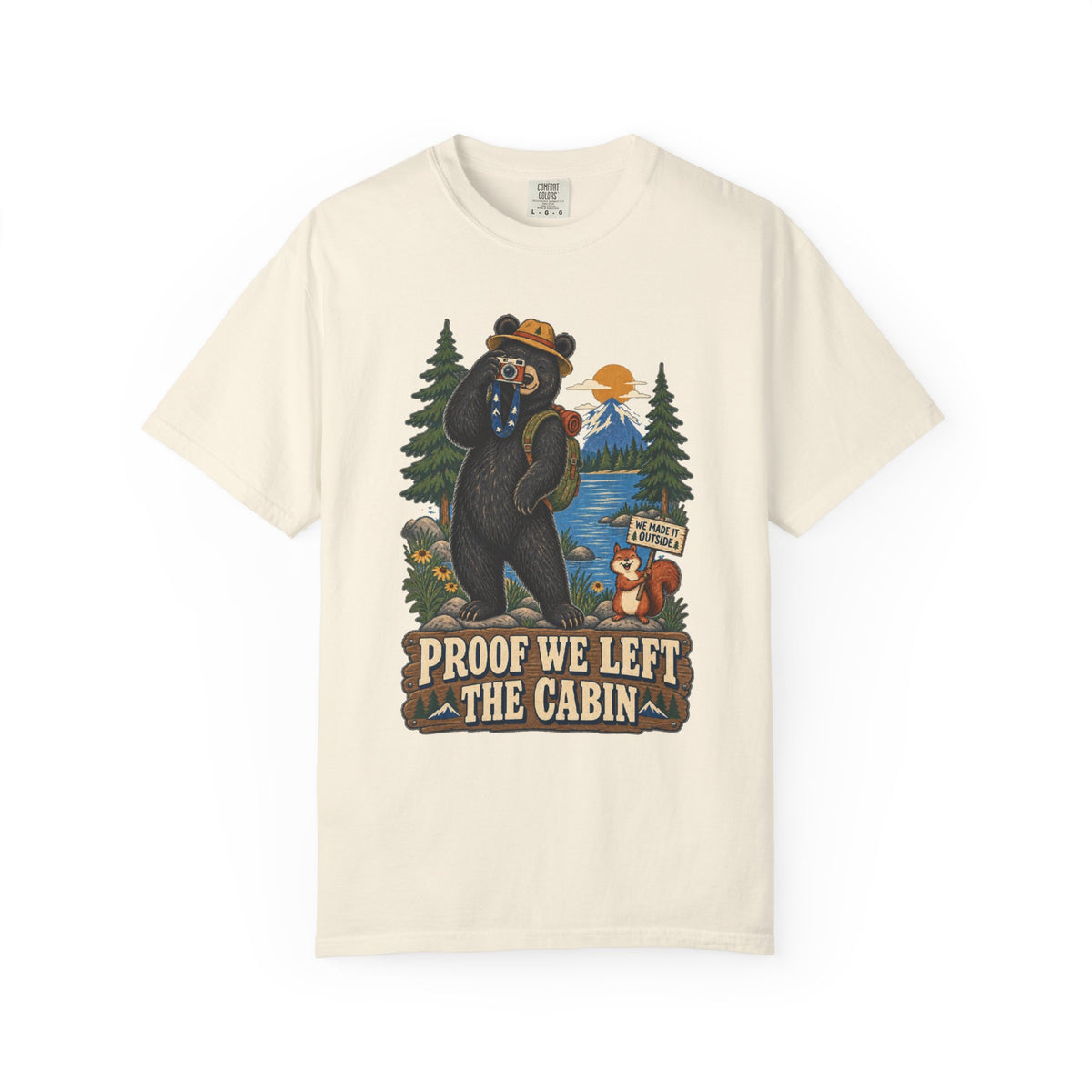 Proof We Left The Cabin T-Shirt — Retro Bear Camping Graphic Tee