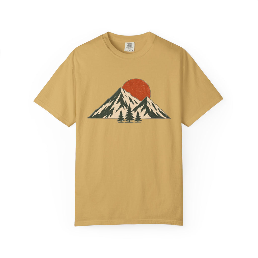 Sunset Mountain T-Shirt — Vintage Mountain & Trees Graphic Tee