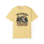 Hide & Seek Champion Camping T-Shirt — Outdoor Tent, Mountains & Trees Design