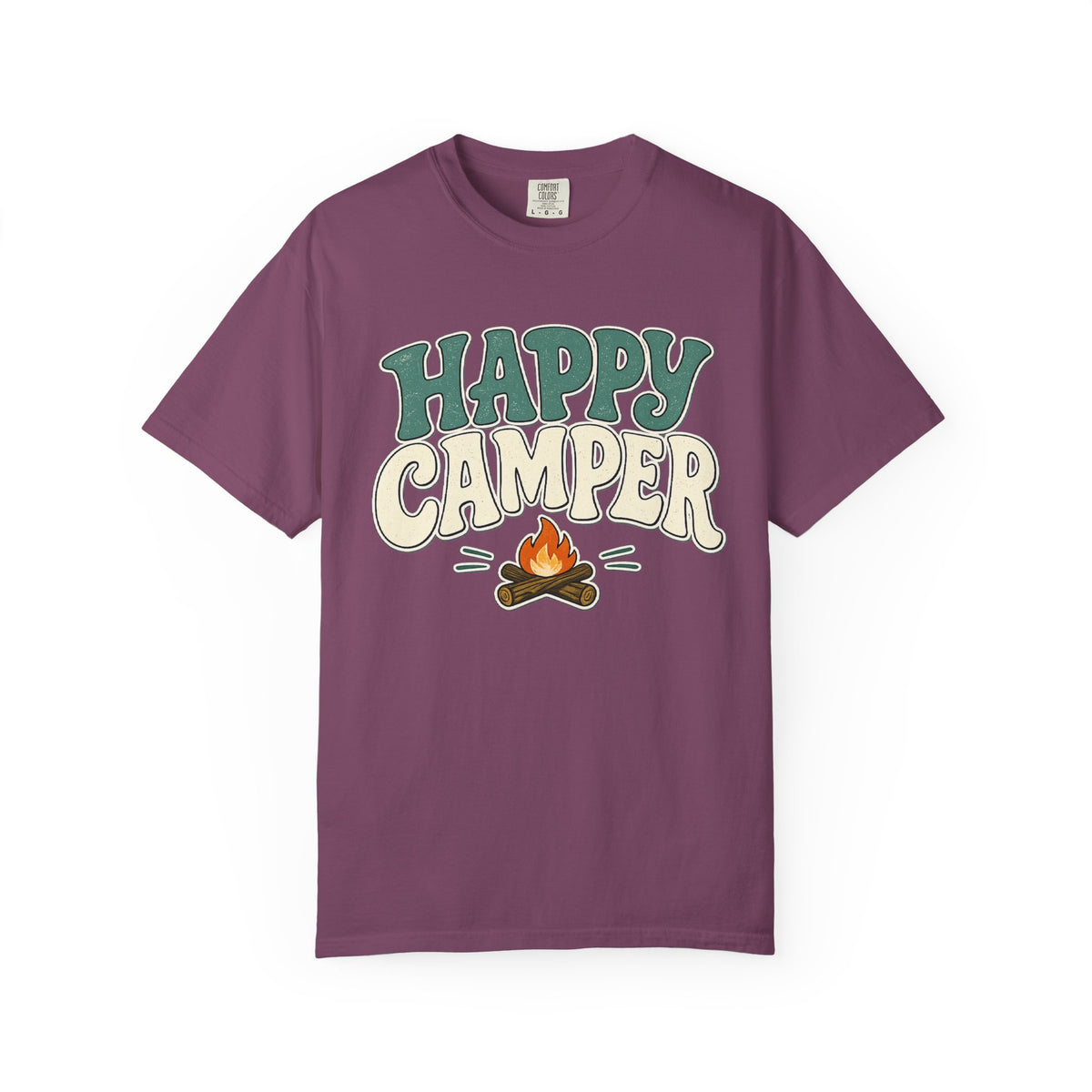 Happy Camper T-Shirt — Retro Campfire Graphic Tee