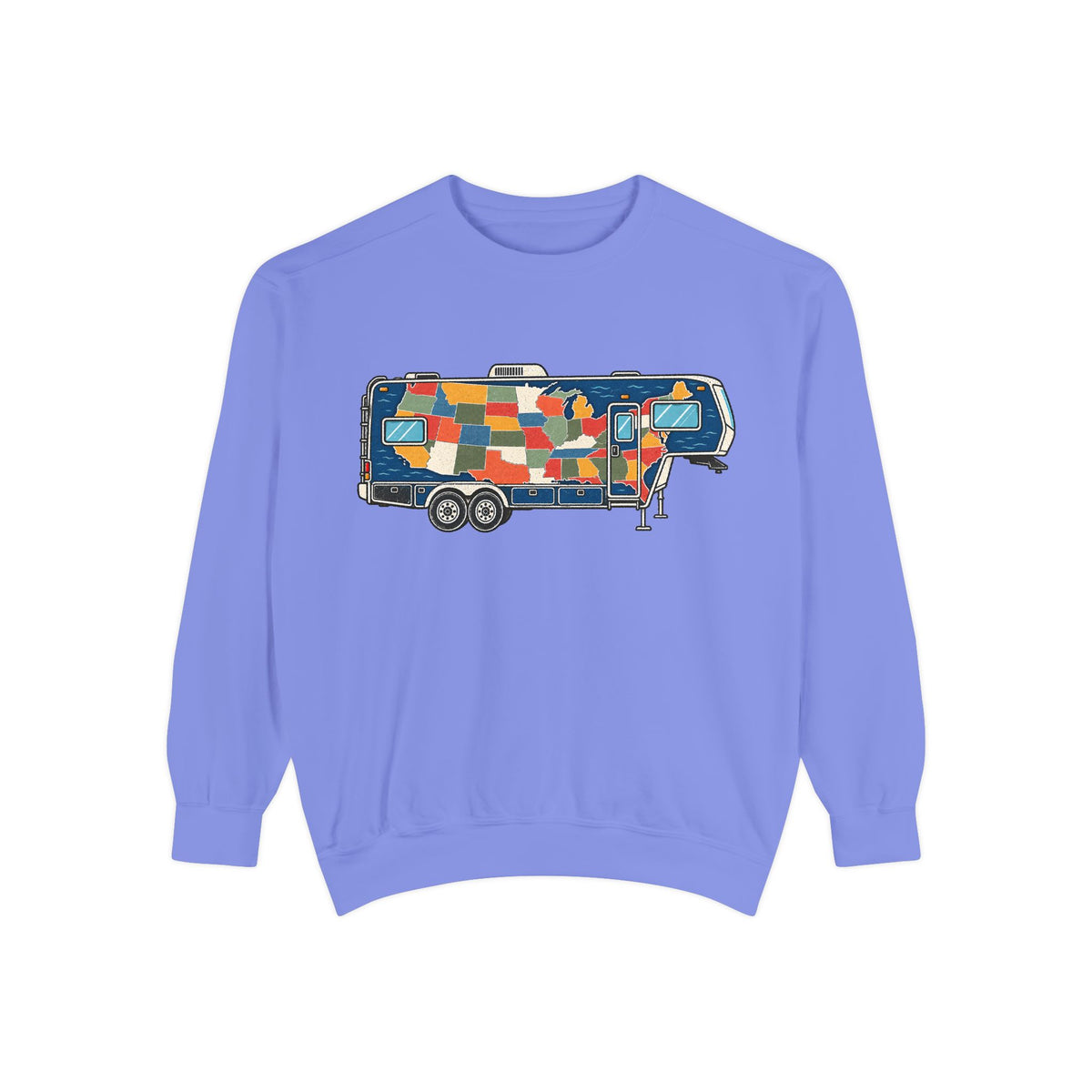 Camper Patchwork Sweatshirt — Retro Airstream Travel Crewneck