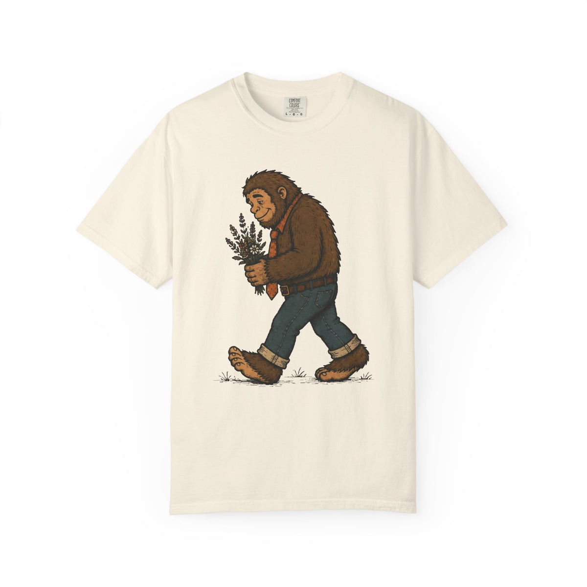 Sasquatch Bouquet T-Shirt — Cute Bigfoot Illustration Tee