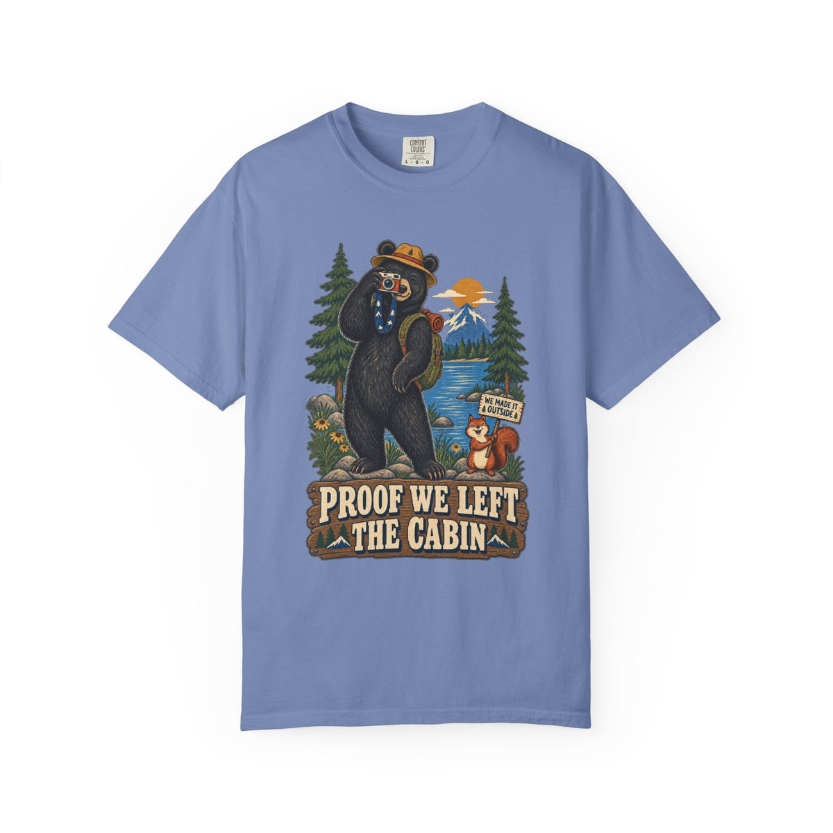 Proof We Left The Cabin T-Shirt — Retro Bear Camping Graphic Tee