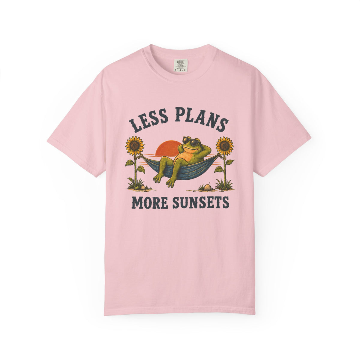 Less Plans More Sunsets T-Shirt — Relaxed Camping Graphic Tee