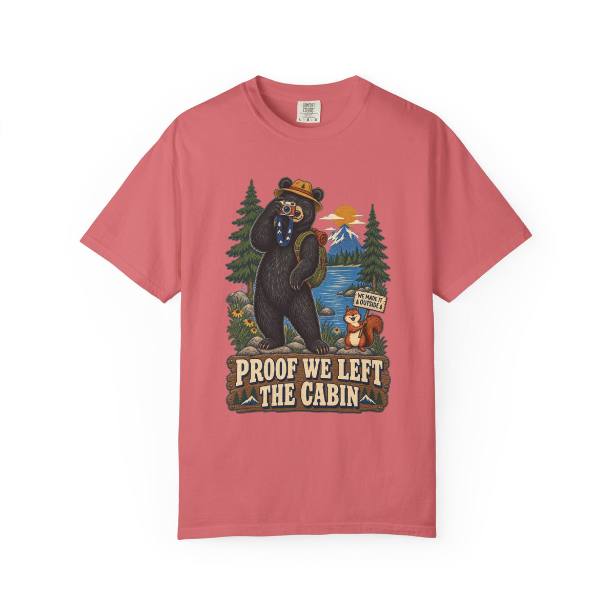 Proof We Left The Cabin T-Shirt — Retro Bear Camping Graphic Tee