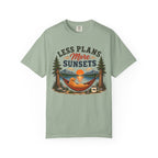 Less Plans More Sunsets T-Shirt — Relaxed Outdoor Camping Tee