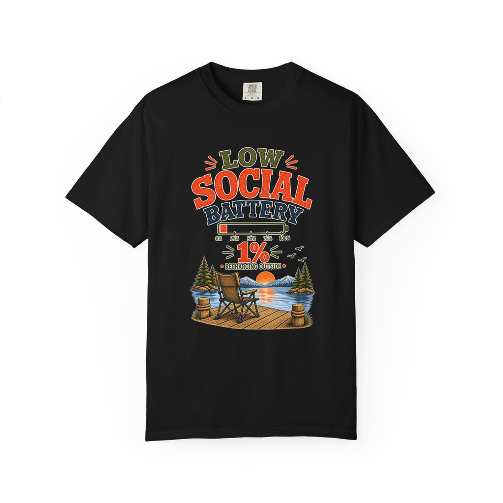 Low Social Battery T-Shirt — Camping Outdoor Introvert Graphic Tee