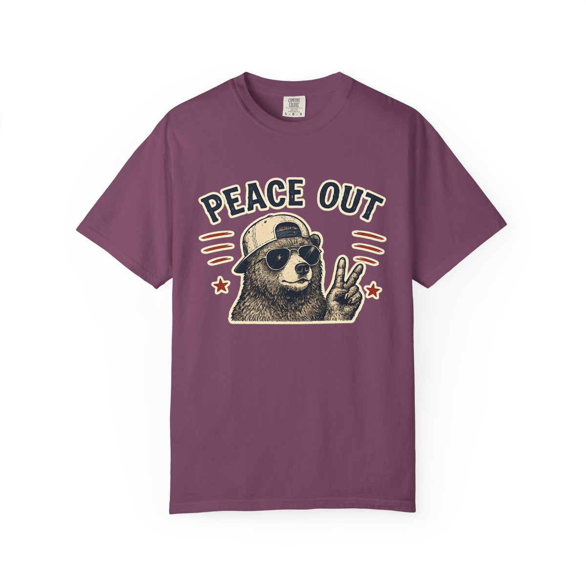Peace Out Bear T-Shirt — Retro Bear Giving Peace Sign Graphic Tee
