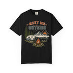 Meet Me Outside Camping T-Shirt — RV Camper, Mountains & Campfire Outdoor Tee