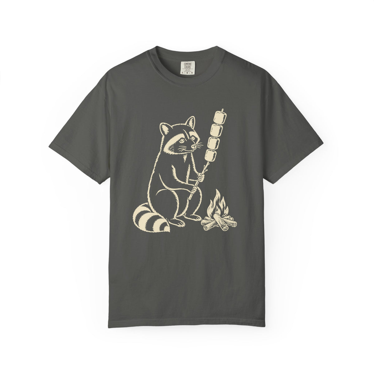 Raccoon Campfire T-Shirt — Marshmallow Roasting Graphic Tee