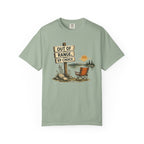 Camping T-Shirt — "Out of Range by Choice" Outdoor Relaxing Graphic Tee