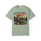 Coffee First T-Shirt — Camping Panda Graphic Tee