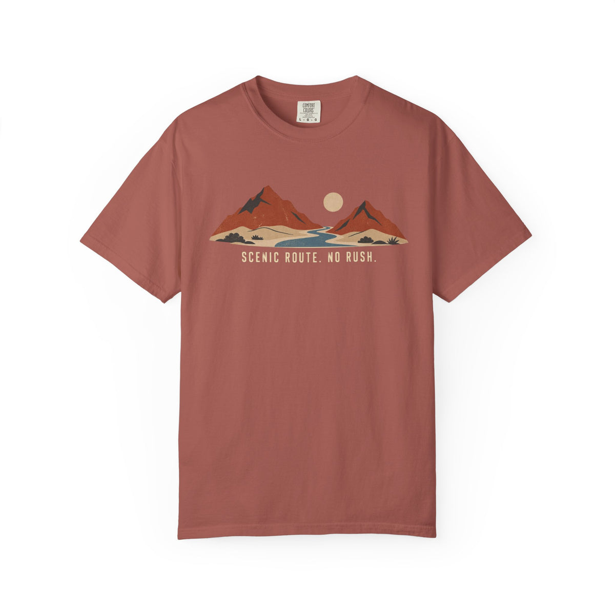 Scenic Route Mountain T-Shirt — "Scenic Route No Rush" Vintage Outdoor Tee