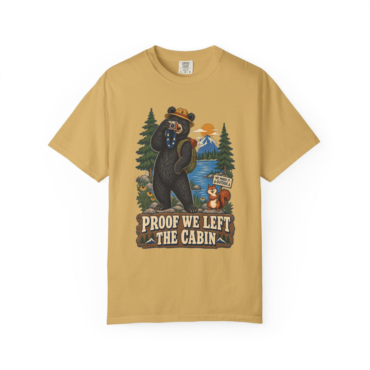 Proof We Left The Cabin T-Shirt — Retro Bear Camping Graphic Tee