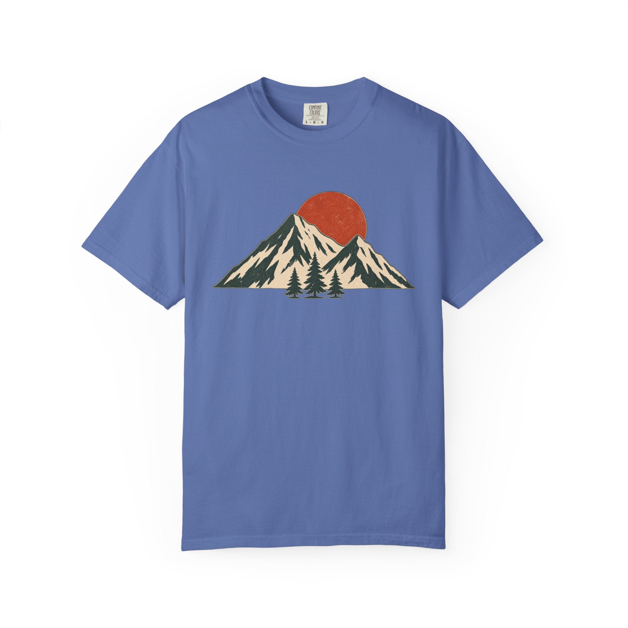 Sunset Mountain T-Shirt — Vintage Mountain & Trees Graphic Tee