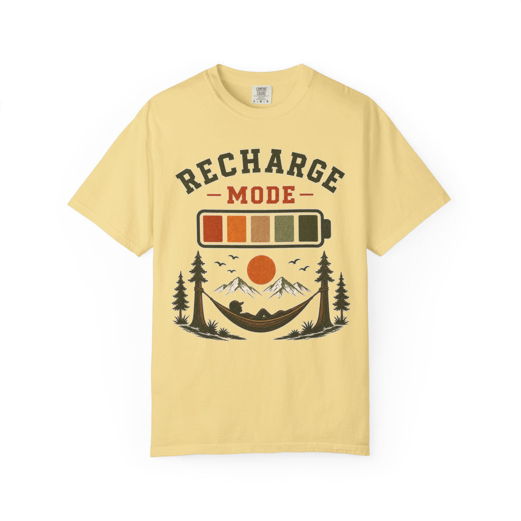 Recharge Mode T-Shirt — Adventure Camping Graphic Tee