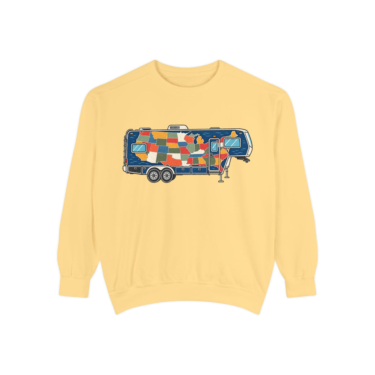 Camper Patchwork Sweatshirt — Retro Airstream Travel Crewneck