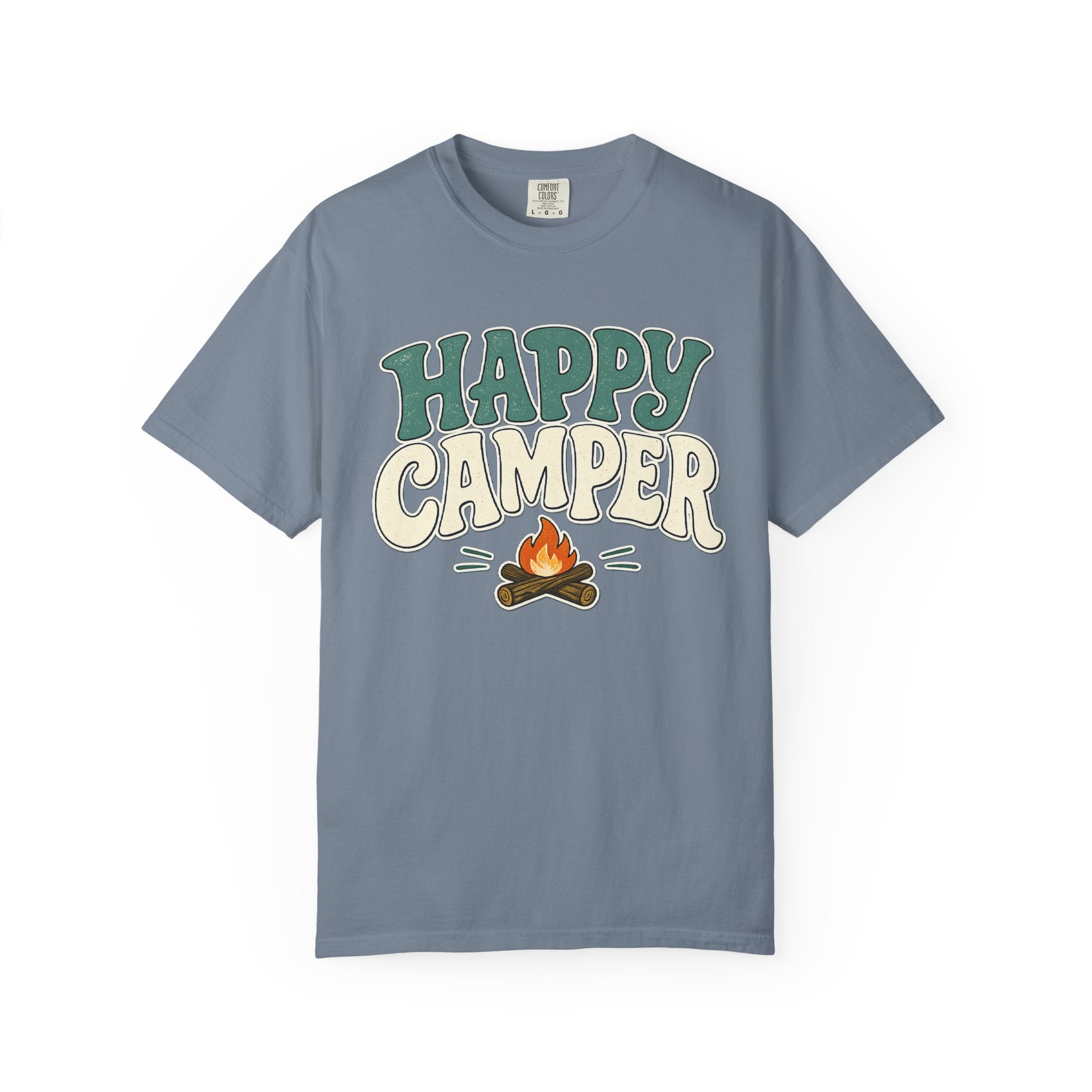 Happy Camper T-Shirt — Retro Campfire Graphic Tee