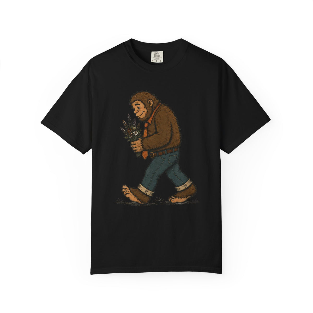 Sasquatch Bouquet T-Shirt — Cute Bigfoot Illustration Tee