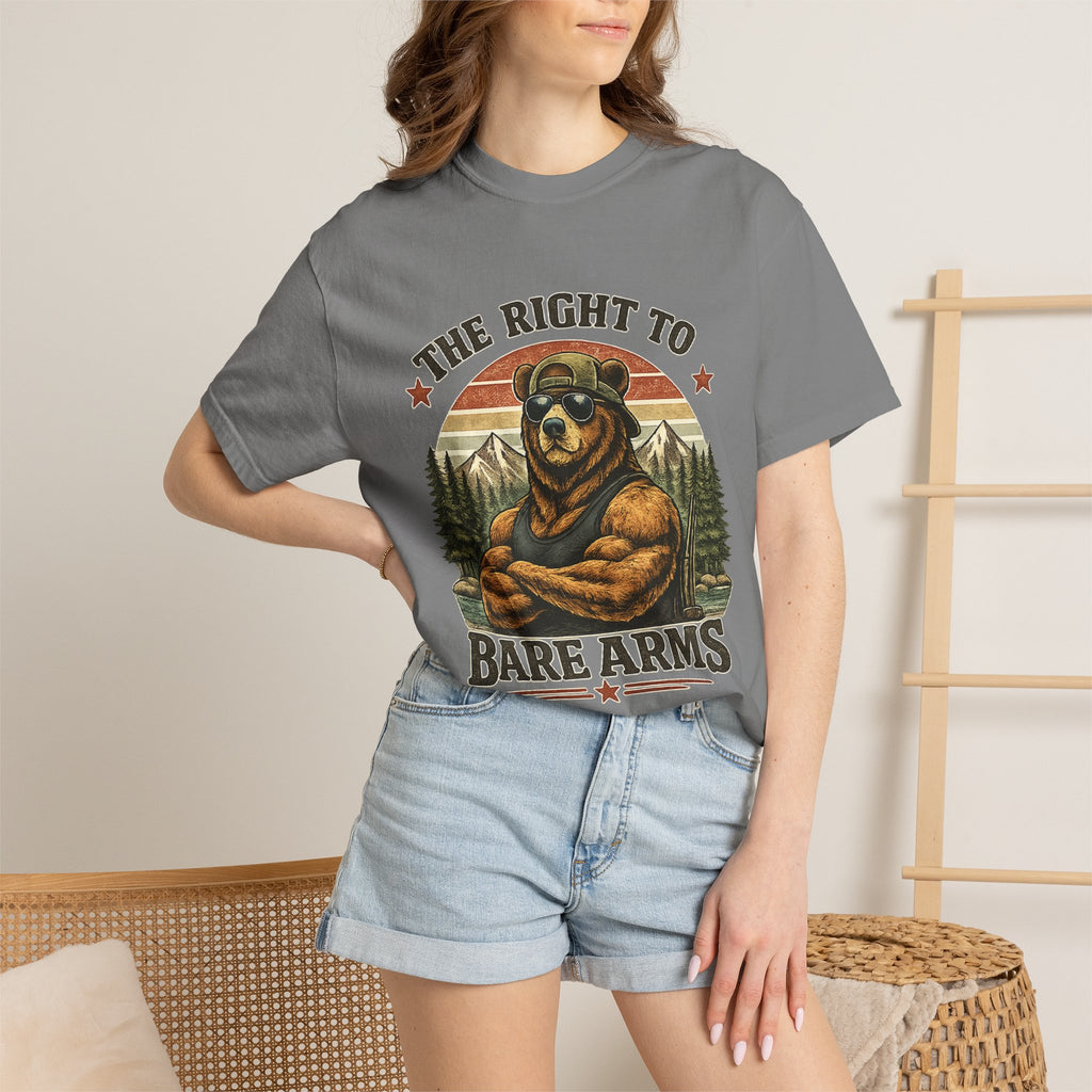T-Shirt — "The Right to Bare Arms" Bear Graphic Tee