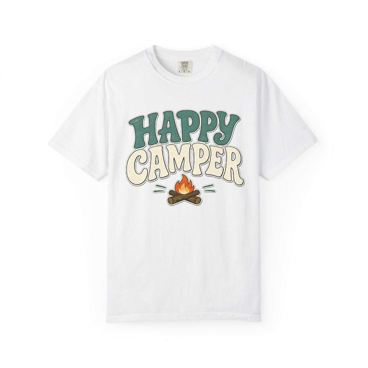 Happy Camper T-Shirt — Retro Campfire Graphic Tee