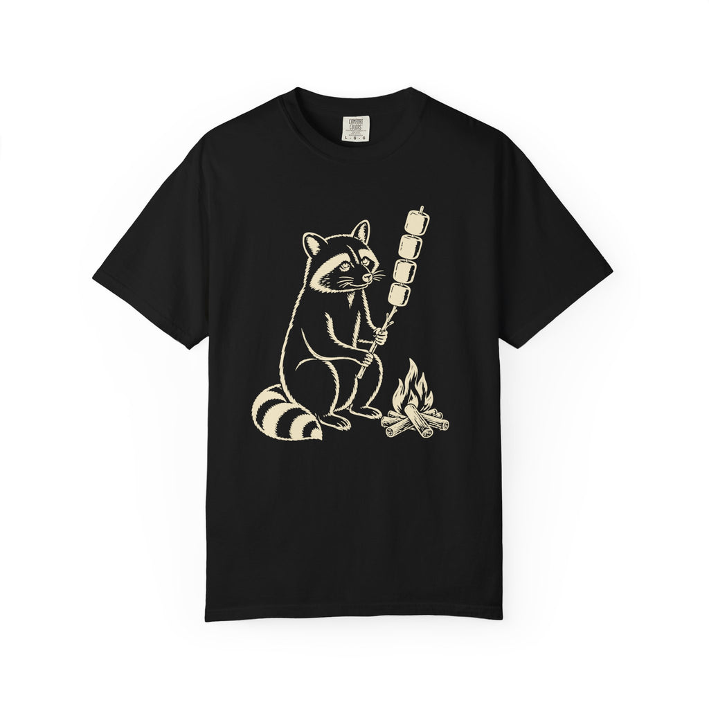 Raccoon Campfire T-Shirt — Marshmallow Roasting Graphic Tee