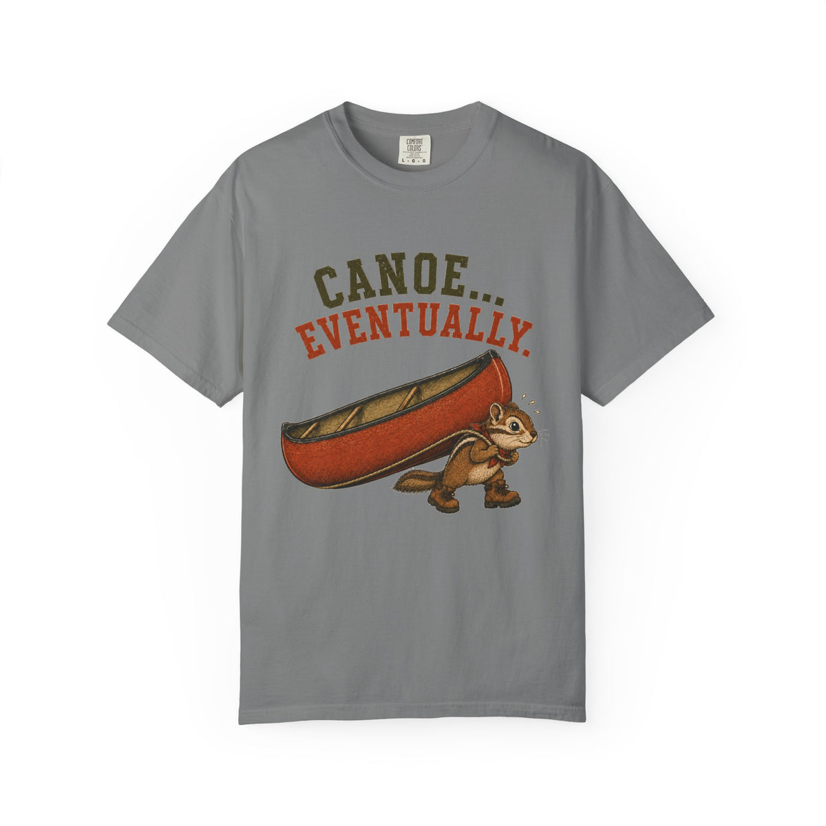 Canoe... Eventually T-Shirt — Funny Chipmunk Canoeing Graphic Tee