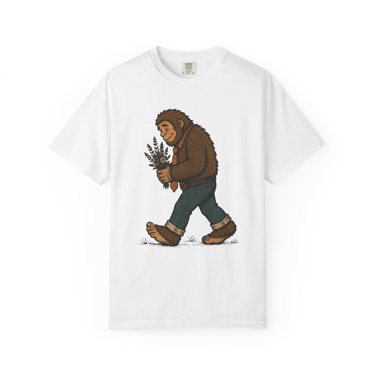 Sasquatch Bouquet T-Shirt — Cute Bigfoot Illustration Tee