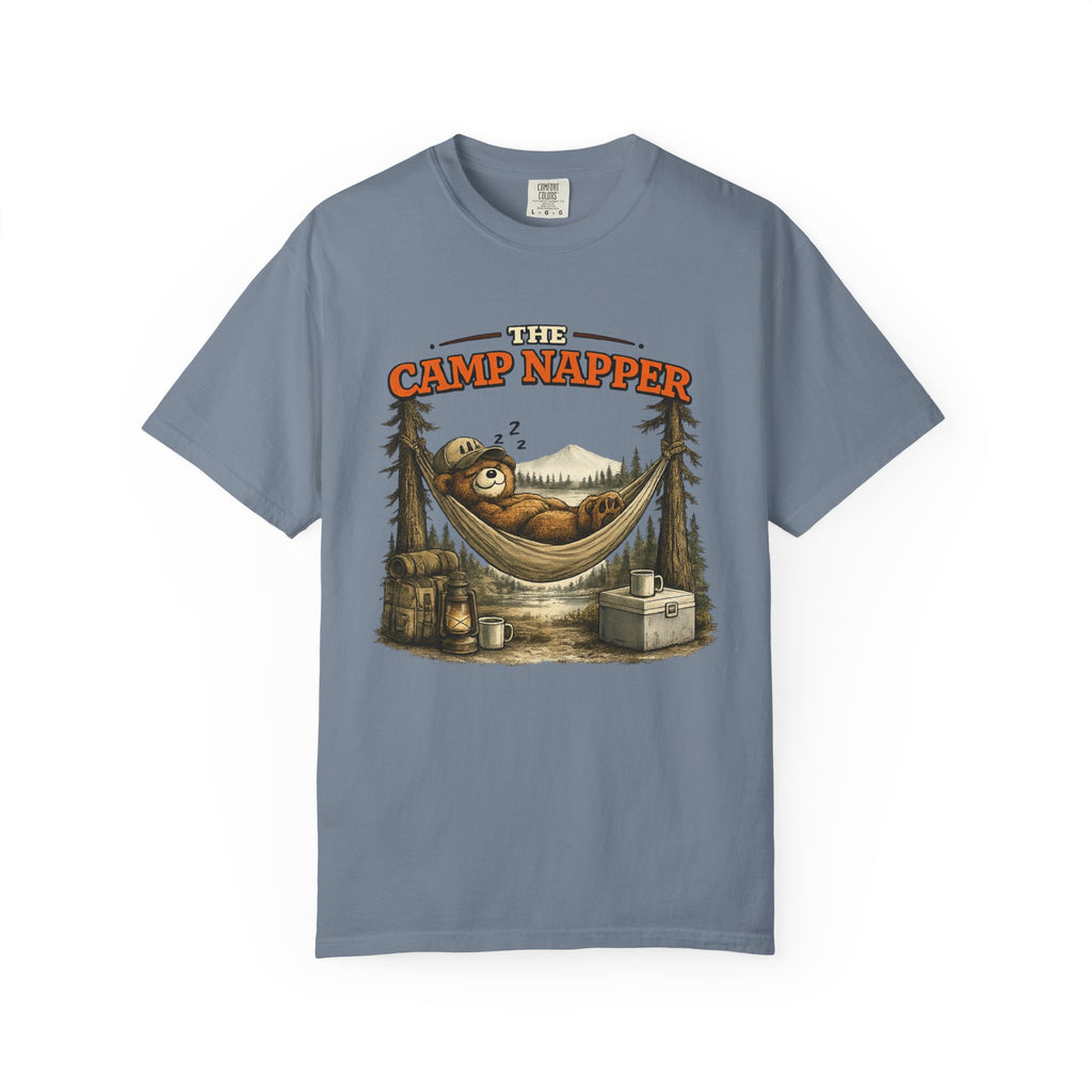 Camp Napper T-Shirt — Cute Sloth Hammock Camping Tee