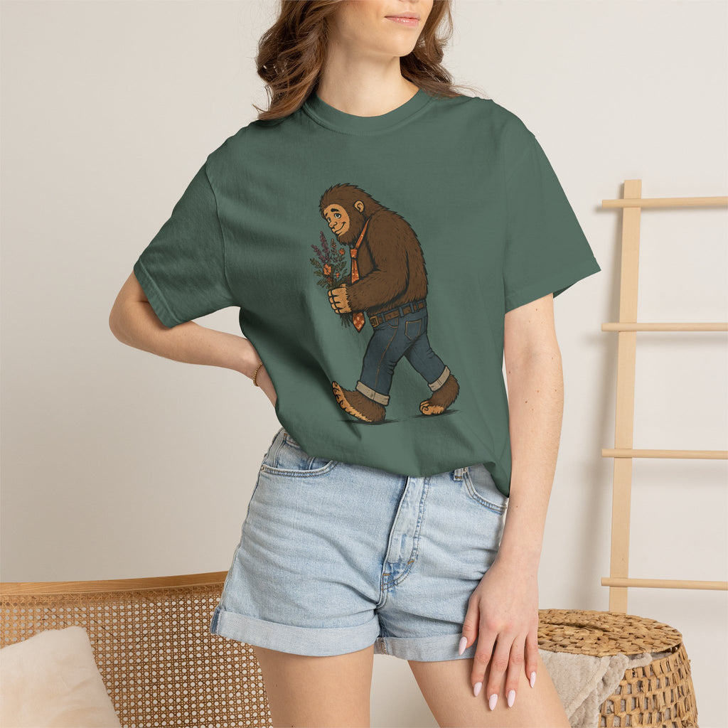 Sasquatch Bouquet T-Shirt — Cute Bigfoot Illustration Tee