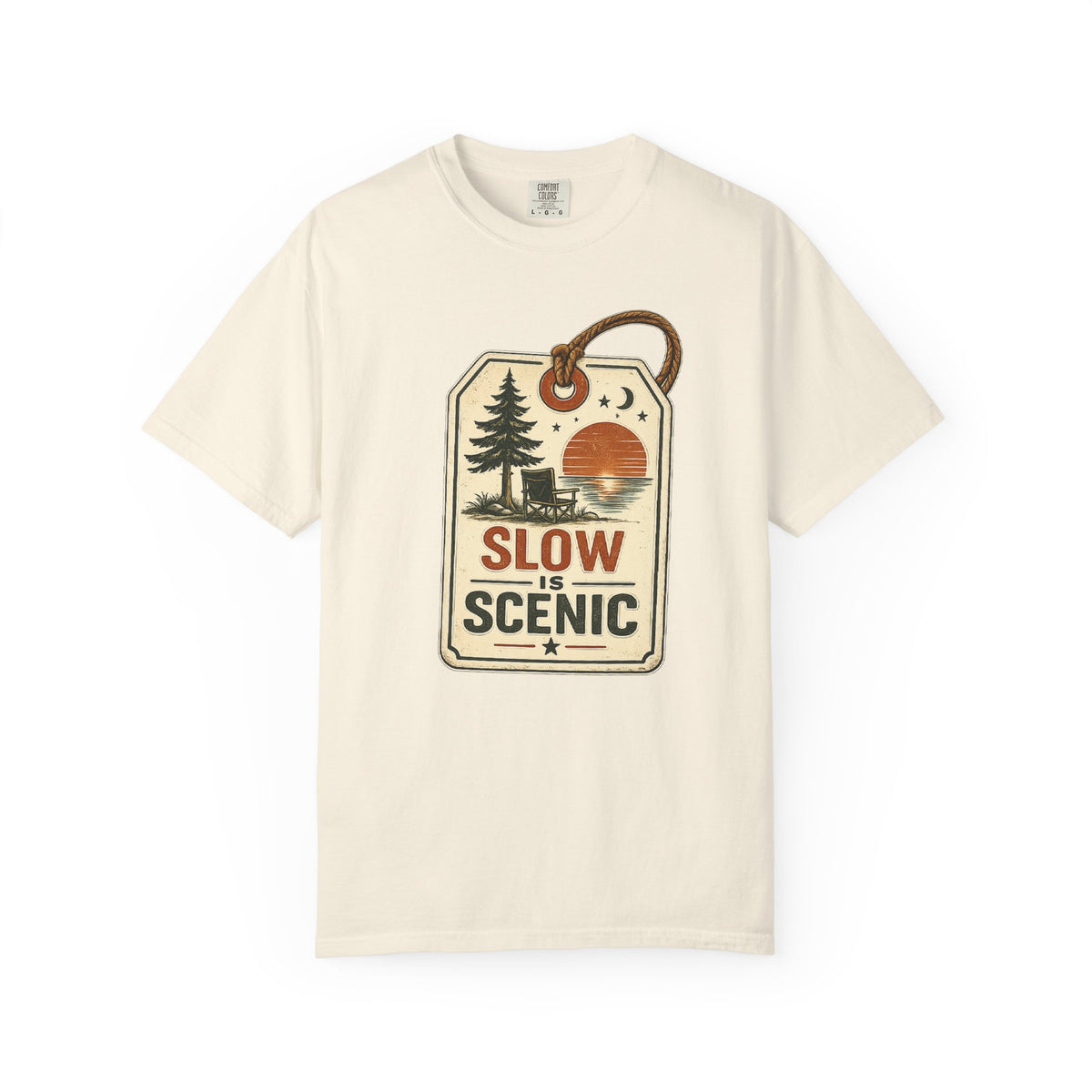 Slow Is Scenic T-Shirt — Vintage Nature Tag Graphic Tee