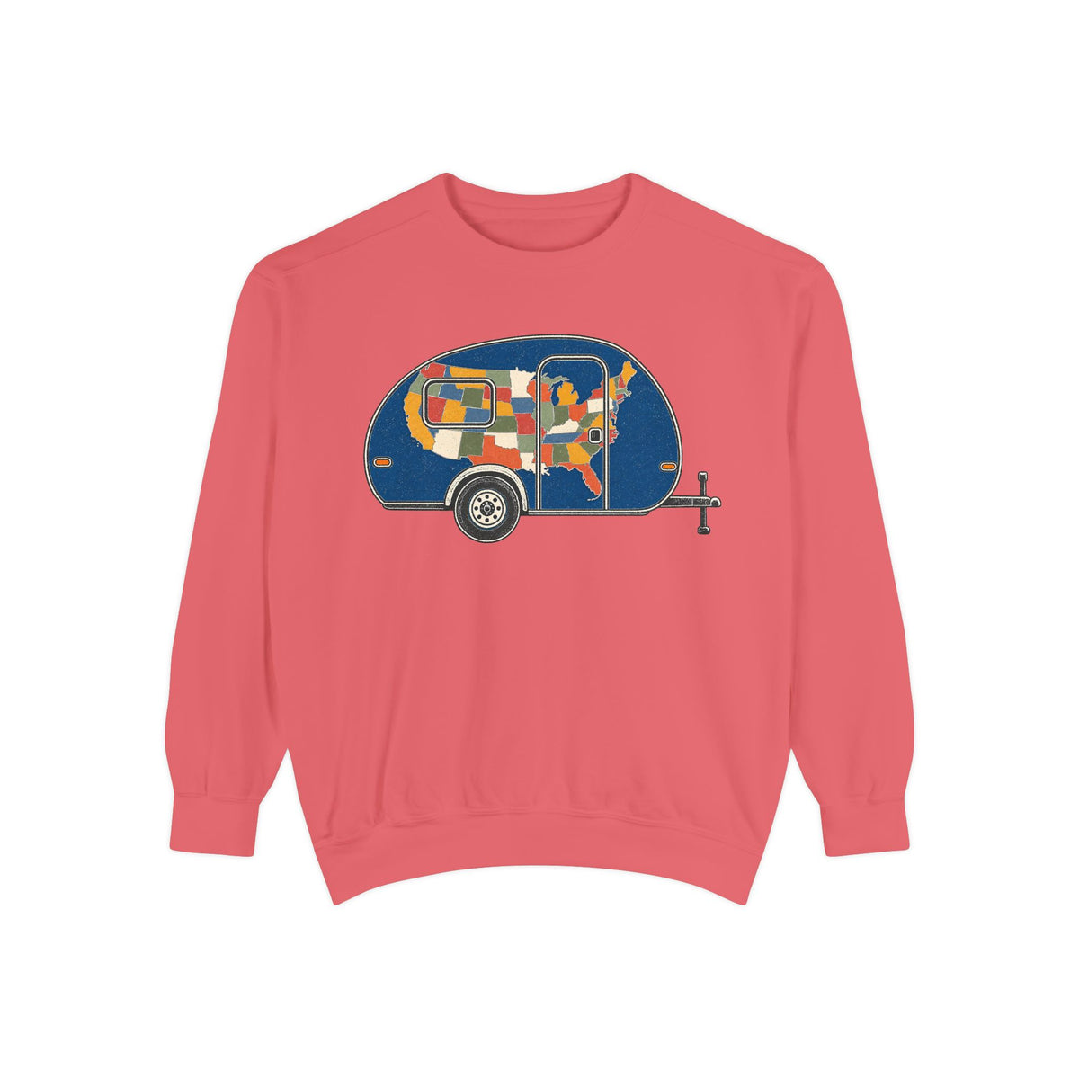 Patchwork Camper Sweatshirt — Retro Travel Trailer Crewneck