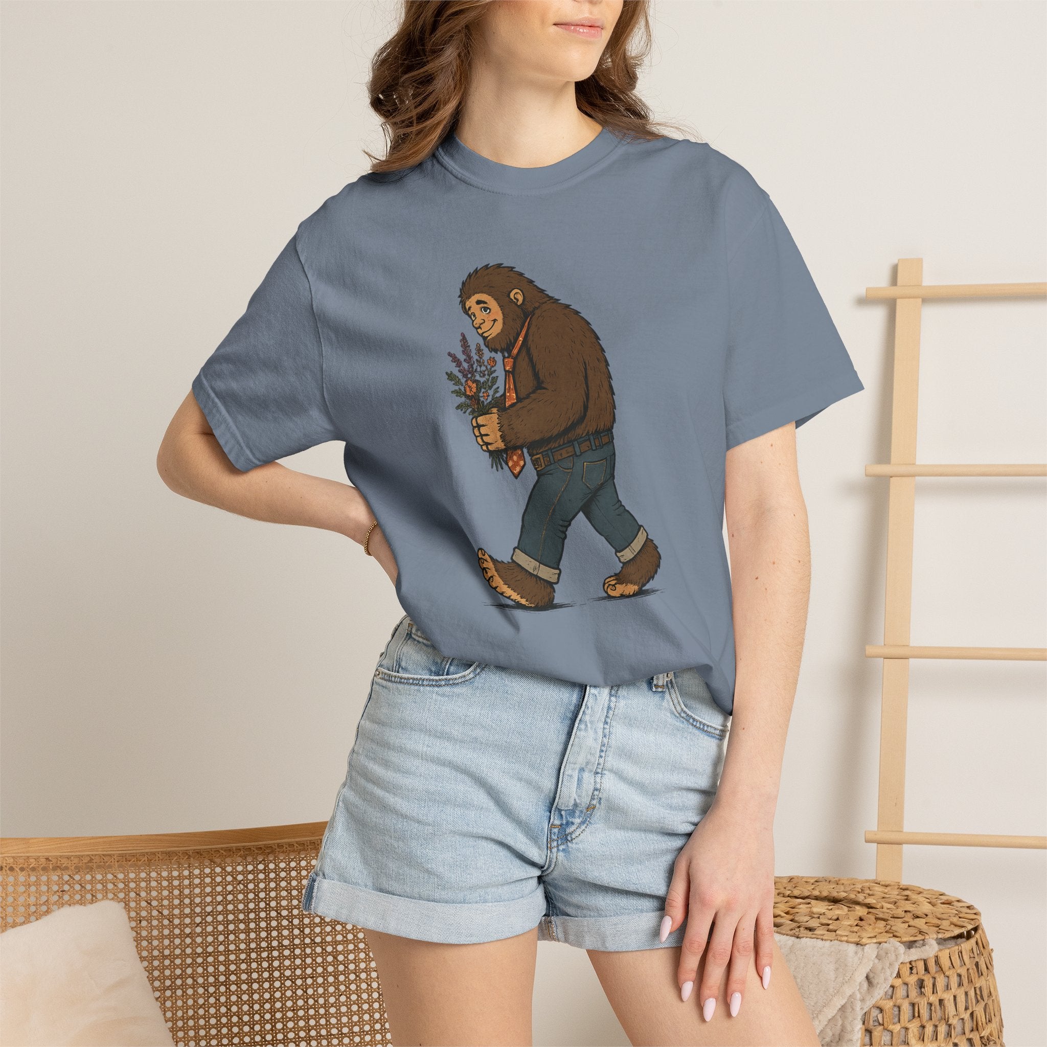Sasquatch Bouquet T-Shirt — Cute Bigfoot Illustration Tee