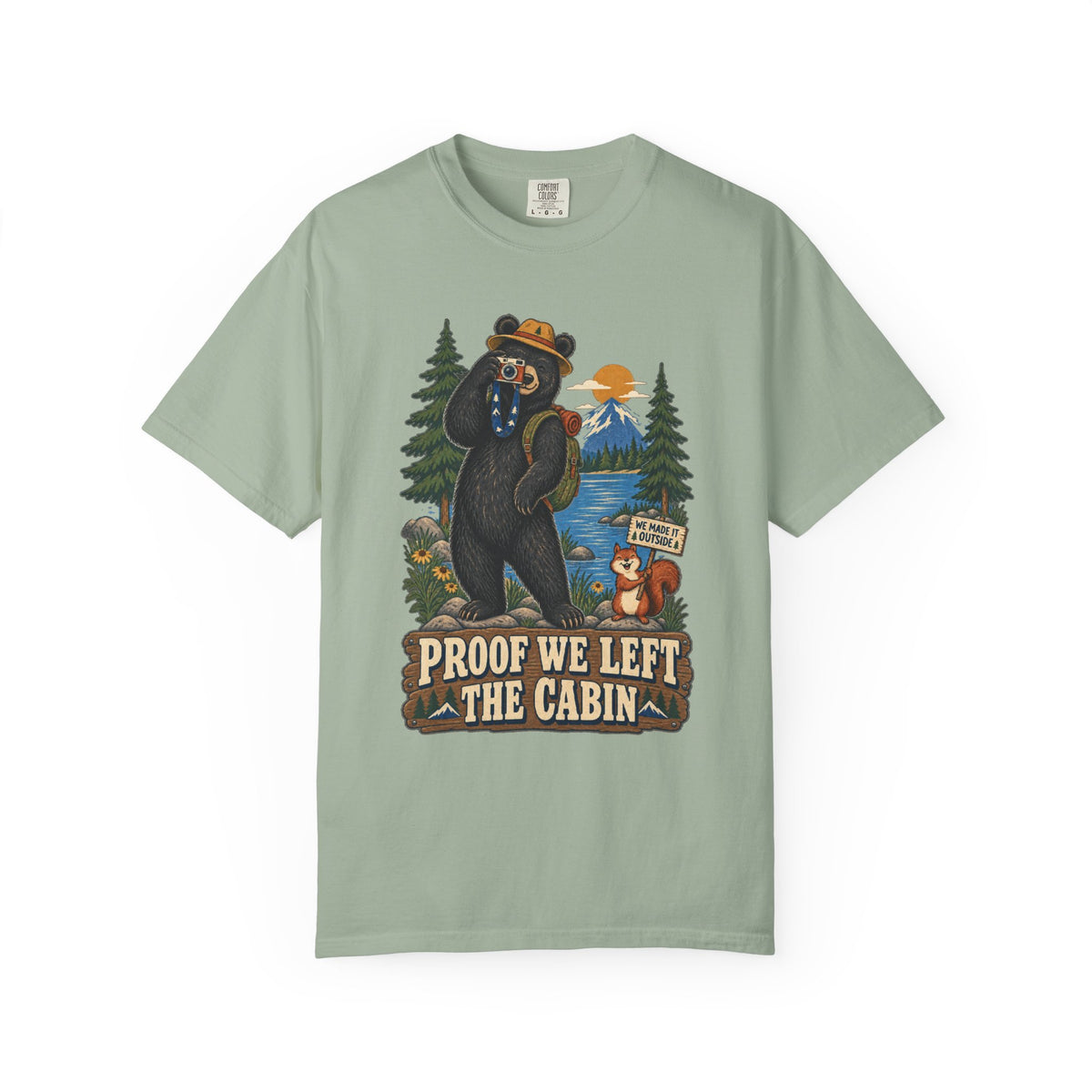 Proof We Left The Cabin T-Shirt — Retro Bear Camping Graphic Tee