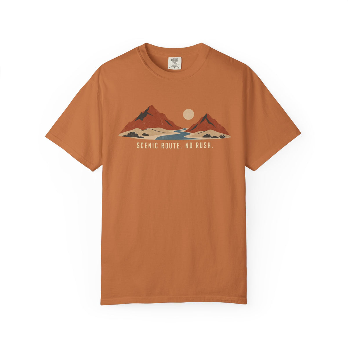 Scenic Route Mountain T-Shirt — "Scenic Route No Rush" Vintage Outdoor Tee