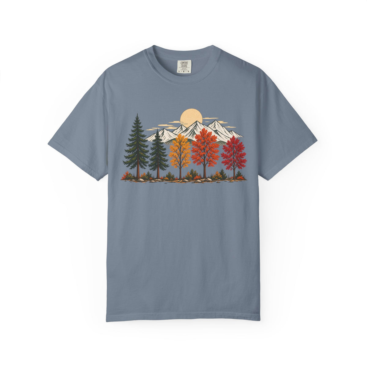 Autumn Mountain Forest T-Shirt — Scenic Fall Trees & Peaks Tee