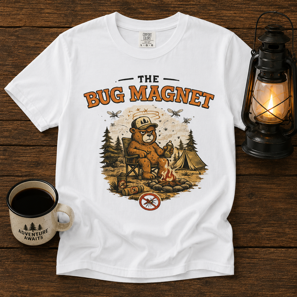 The Bug Magnet T-Shirt — Funny Camping Bear Graphic Tee