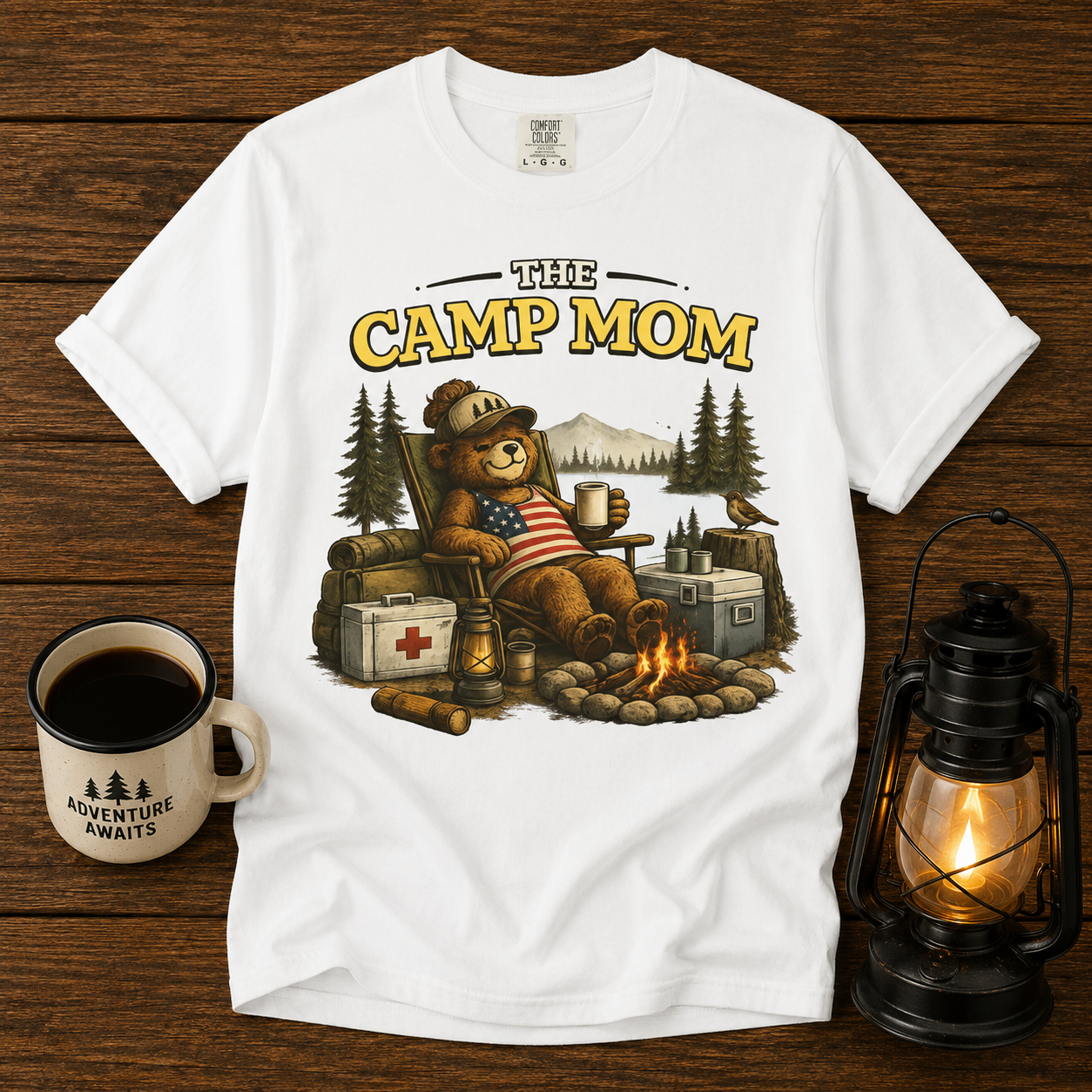Camp Mom T-Shirt — Retro Bear Camping Graphic Tee