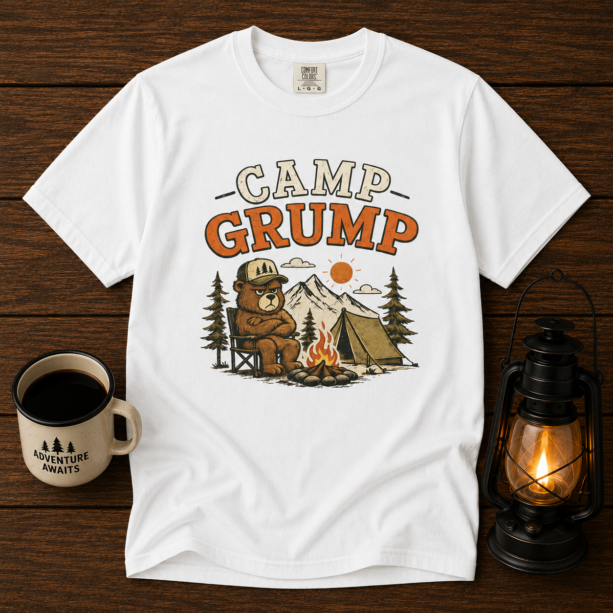 Camp Grump Camping T‑Shirt — Funny Camper Bear Graphic Tee