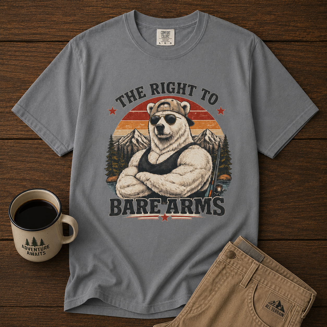 T-Shirt — "The Right to Bare Arms" Bear Graphic Tee