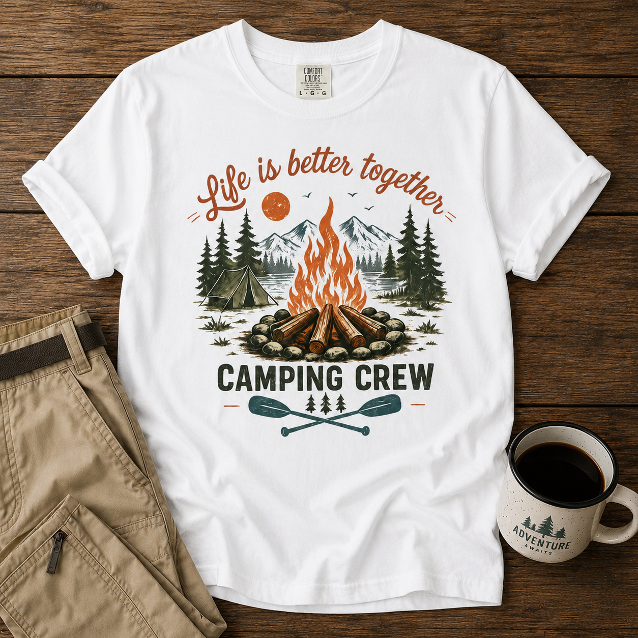 Camping Crew T-Shirt – “Life Is Better Together” Campfire Graphic Tee
