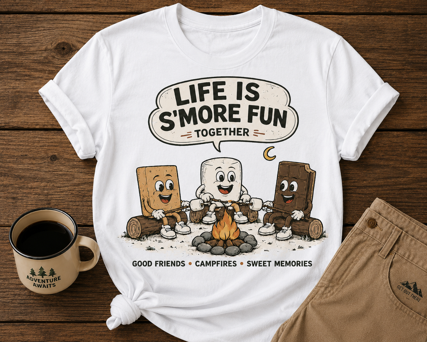 Life Is S'more Fun T-Shirt — Campfire Marshmallow & S'more Graphic