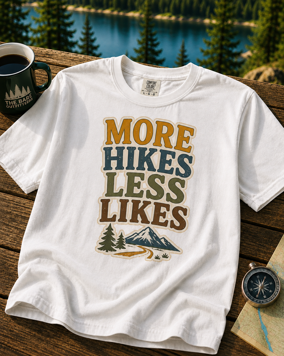 More Hikes Less Likes T-Shirt — Retro Outdoor Hiking Tee