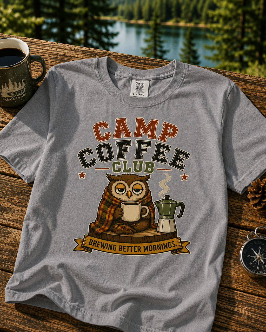 Camp Coffee Club T-Shirt — Brewing Better Mornings Graphic Tee