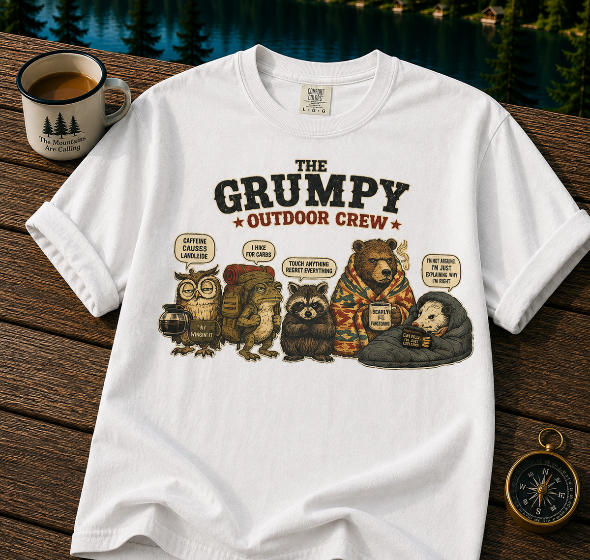 Grumpy Outdoor Crew T-Shirt — Funny Camping Graphic Tee