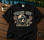 Peace Out Bear T-Shirt — Retro Bear Giving Peace Sign Graphic Tee