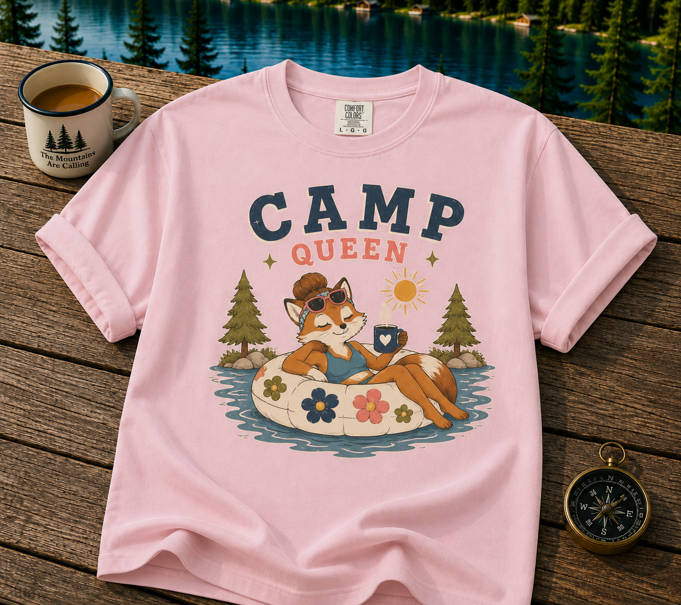 Camp Queen T-Shirt — Retro Fox Camping Graphic Tee