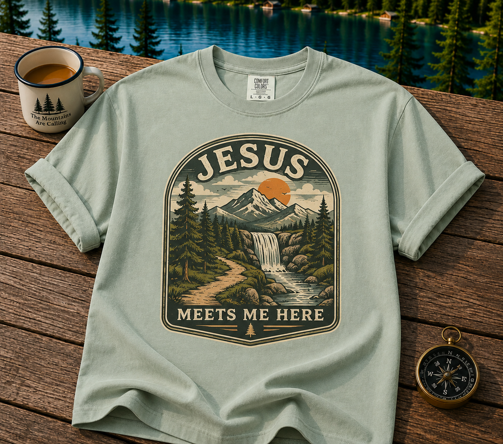 Camping Chair Nightscape T-Shirt — Mountain Moonlight Graphic Tee