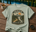Camping Chair Nightscape T-Shirt — Mountain Moonlight Graphic Tee