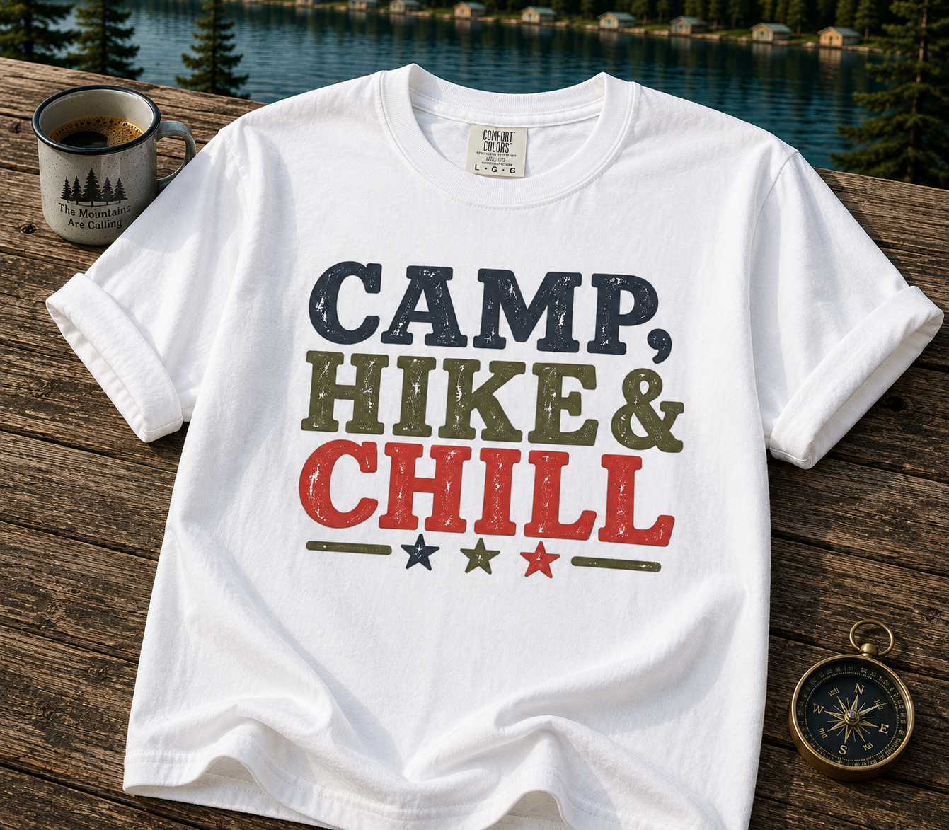 Camp, Hike & Chill Graphic T-Shirt